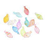 Transparent Acrylic and Gold Foil Pendants, Leaf Charms, Mixed Color, 10x5x3.5mm, Hole: 1.4mm(AC-CBAF9C1-04A)