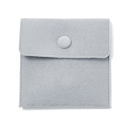 Velvet Jewelry Bags, Square, Light Grey, 9.8x10x1.1cm(TP-F002-01)