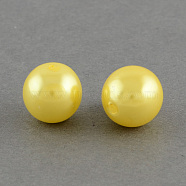 ABS Plastic Imitation Pearl Round Beads, Yellow, 20mm, Hole: 2.5mm, about 120pcs/500g(SACR-S074-20mm-A02)