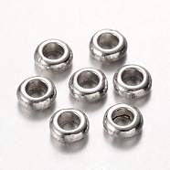 Tibetan Style Spacers Beads, Rondelle, Lead Free, Cadmium Free and Nickel Free, Rondelle, Antique Silver, about 7mm diameter, 3mm thick, hole: 4mm(X-EA540Y-NF)