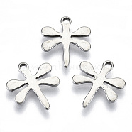 201 Stainless Steel Charms, Laser Cut, Dragonfly, Stainless Steel Color, 12x10.5x0.8mm, Hole: 1.2mm(STAS-R116-094)