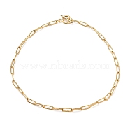 304 Stainless Steel Paperclip Chain Necklaces, Textured, with Toggle Clasps, Golden, 16.06 inch(40.8cm)(X-NJEW-JN03104-01)