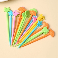 Plastic Disposable Fruit Picks, Cartoon Style Ocean Animal Shape Fork, Sea Turtle & Sea Horse & Dolphin & Crab & Fish, Mixed Color, 83.5~85.5x11.5~21x3~4.5mm, 18pcs/bag(AJEW-C022-05)