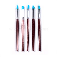 Paint Brushes, with Soft Silicone Rubber Head & Wood Handle, Shaping Modeling Wipe Out Tools, For Sculpture Pottery, Coconut Brown, 170~173x8.65~9.5mm, Head: 15~20.5x7.5mm, 5pcs/set(AJEW-L072-24)
