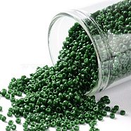 TOHO Round Seed Beads, Japanese Seed Beads, (47H) Opaque Pine Green, 15/0, 1.5mm, Hole: 0.7mm, about 3000pcs/10g(X-SEED-TR15-0047H)