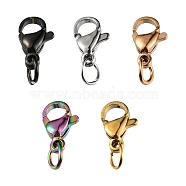 5Pcs 5 Colors 304 Stainless Steel Lobster Claw Clasps, With Jump Ring, Mixed Color, 10x7x3mm, Hole: 3.2mm, Jump Ring: 5x0.6mm, 1pc/color(STAS-YW0001-57)
