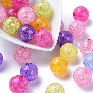 Transparent Crackle Acrylic Beads, Round, Mixed Color, 20mm, Hole: 2.5mm, about 100pcs/500g(CACR-R008-20mm-M)