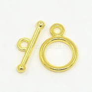 Tibetan Style Alloy Toggle Clasps, Cadmium Free & Nickel Free & Lead Free, Ring, Golden, 14x10mm, Hole: 2mm(K08N6012)
