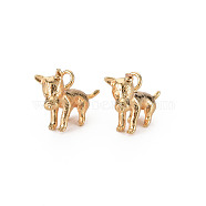 Brass Charms, Nickel Free, Dog, Real 18K Gold Plated, 10x14x4.5mm, Hole: 1.6mm(KK-S356-589-NF)