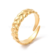 Ion Plating(IP) 304 Stainless Steel Twist Rope Shape Open Cuff Ring for Women, Real 18K Gold Plated, Inner Diameter: US Size 7(17.3mm)(RJEW-E063-31G)