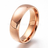 304 Stainless Steel Finger Rings, Plain Band Rings, Rose Gold, US Size 7, Inner Diameter: 17mm(RJEW-F110-13RG-7)
