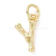 Brass Pendants, with Jump Ring, Golden, Letter Charm, Letter Y, 12x8x2mm, Hole: 3mm(KK-K165-04Y)