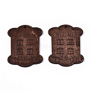 Wood Big Pendants, Poster Board with Word Handmade, Saddle Brown, 69x54x4mm, Hole: 3mm(WOOD-N005-22)