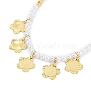 Round ABS Imitation Pearl Beaded Necklaces, Rack Plating Brass Flower Bib Necklaces, Cadmium Free & Lead Free, Long-Lasting Plated, Real 18K Gold Plated, 16.34 inch(41.5cm)(NJEW-P317-14G)