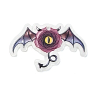 Halloween Style Printed Acrylic Pendants, Bat, 28x44.5x2.5mm, Hole: 2mm(OACR-M007-02C)