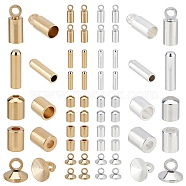 SUNNYCLUE 50Pcs 5 Style Brass Cord Ends, End Caps, Long-Lasting Plated, Mix Shaped, Platinum & Golden, 5~9x2.5~5mm, Hole: 1.5~2mm, 10pcs/style(KK-SC0002-64)