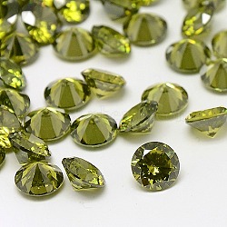 Cubic Zirconia Cabochons, Grade A, Faceted, Diamond, Olive, 2.5x1.7mm(ZIRC-M002-2.5mm-006)