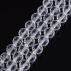 Transparent Glass Bead Strands, Faceted(96 Facets), Round, Clear, 10mm, Hole: 1mm, about 72pcs/strand, 26 inch(X-GLAA-R095-10mm-15)