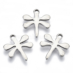 Non-Tarnish 201 Stainless Steel Charms, Laser Cut, Dragonfly, Stainless Steel Color, 12x10.5x0.8mm, Hole: 1.2mm(STAS-R116-094)