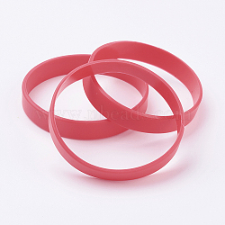 Silicone Wristbands Bracelets, Cord Bracelets, Red, 2-1/2 inch(63mm), 12x2mm(X-BJEW-J176-16)