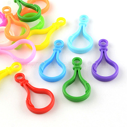 Opaque Solid Color Bulb Shaped Plastic Push Gate Snap Keychain Clasp Findings, Mixed Color, 51x25x5.5mm, Hole: 6mm(X-KY-R006-M)