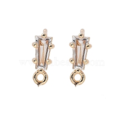 Brass Clear Cubic Zirconia Stud Earrings Finding for Women, with Loop, Real 14K Gold Plated, 10x4mm, Hole: 1mm, Pin: 11.5x0.8mm(KK-A244-10B-G)