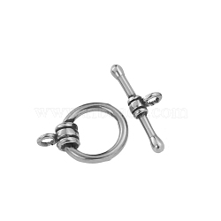 Stainless Steel Toggle Clasps, Integrated Casting Jewelry Connector Buckle Bracelet Necklace Accessories, DIY Handmade Jewelry Components, Stainless Steel Color, Ring, 13mm, Bar:21mm(PW-WG419A3-10)