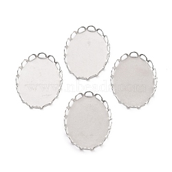 316 Surgical Stainless Steel Tray Settings, Lace Edge Bezel Cups, Oval, Stainless Steel Color, 26x19x3mm(STAS-I187-11B-P)
