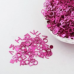 Ornament Accessories Plastic Paillette/Sequins Beads, Alphabet, Deep Pink, 5.5x5.5~6x0.1mm(X-PVC-E001-12-YD03)