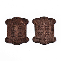 Wood Big Pendants, Poster Board with Word Handmade, Saddle Brown, 69x54x4mm, Hole: 3mm(WOOD-N005-22)