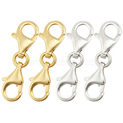 4Pcs 2 Color 925 Sterling Silver Lobster Claw Clasps, Golden & Silver, 20mm, Inner Diameter: 3mm, 2Pcs/color(STER-GL0001-02)