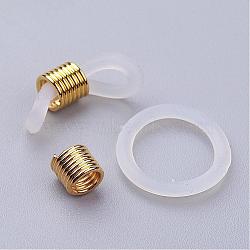 Silicone EyeGlass Holders, with Iron Findings, White, Golden, 19.5x6.5mm(IFIN-N0004-02G)