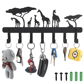 Fashion Iron Hook Hanger, Display Wall Rack, 10 Hooks, with Screws, Custom Pattern, Black, 150x330mm