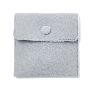 Velvet Jewelry Bags, Square, Light Grey, 9.8x10x1.1cm