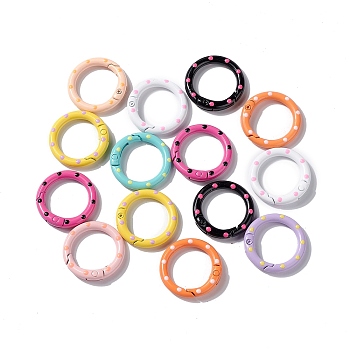 Spray Painted Alloy Spring Gate Rings, Round Ring, Mixed Color, 25x4mm, Inner Diameter: 18mm