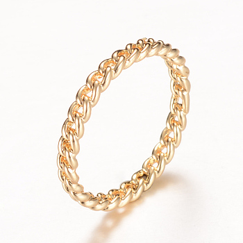 Brass Hollow Finger Rings, Light Gold, 16mm