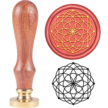 Brass Wax Seal Stamp with Handle, for DIY Scrapbooking, Flower Pattern, 3.5x1.18 inch(8.9x3cm)