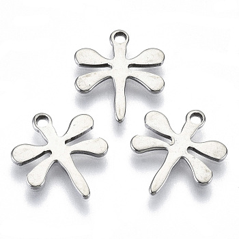 201 Stainless Steel Charms, Laser Cut, Dragonfly, Stainless Steel Color, 12x10.5x0.8mm, Hole: 1.2mm