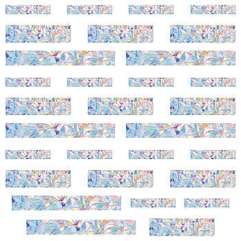 Waterproof PVC Colored Laser Stained Window Film Adhesive Stickers, Electrostatic Window Stickers, Rectangle Pattern, 105~256x21~40mm, about 30pcs/set