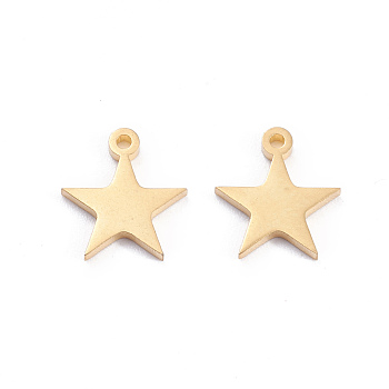 304 Stainless Steel Charms, Laser Cut, Star, Golden, 12x10.5x1mm, Hole: 1.2mm