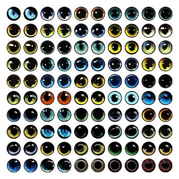 Craft Glass Doll Eyes, Stuffed Toy Eyes, Half Round, Mixed Color, 14mm, about 100pcs/bag