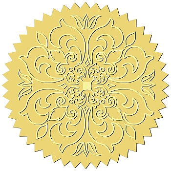 34 Sheets Mandala Self Adhesive Gold Foil Embossed Stickers, Round Dot Medal Decoration Sticker for Envelope Card Seal, Flower, 165x211mm, 12pcs/sheet