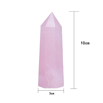 Point Tower Natural Rose QuartzHome Display Decoration, Healing Stone Wands, for Reiki Chakra Meditation Therapy Decos, Hexagon Prism, 100x30mm