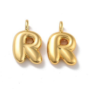 Brass Pendants, Real 18K Gold Plated, Letter R, 19x12x4.5mm, Hole: 3.3mm