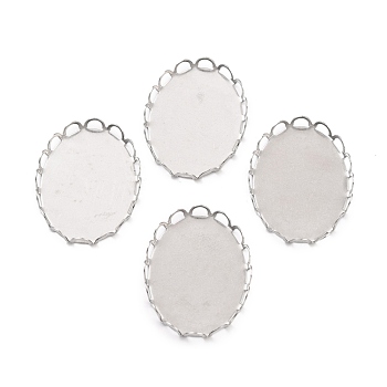316 Surgical Stainless Steel Tray Settings, Lace Edge Bezel Cups, Oval, Stainless Steel Color, 26x19x3mm