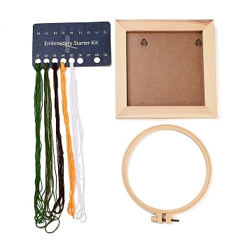DIY Flower Pattern Organza Embroidery Hanging Ornament Kits, including Wood Photo Hoop, Plastic Embroidery Hoop, Fabric, Thread, Sewing Needle, No-Trace Nail, Mixed Color