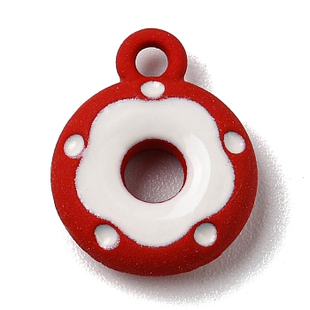 Alloy Enamel Charms, Donut Charm, Brown, 12.5x10x3mm, Hole: 1.5mm