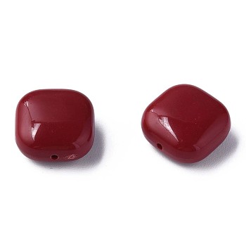 Opaque Acrylic Beads, Square, Dark Red, 15x15x7.5mm, Hole: 1.2mm, about 375pcs/500g