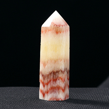 Tower Natural Rhodochrosite Display Decoration, Healing Stone Wands, for Energy Balancing Meditation Therapy Decors, Hexagonal Prism, 40~50mm