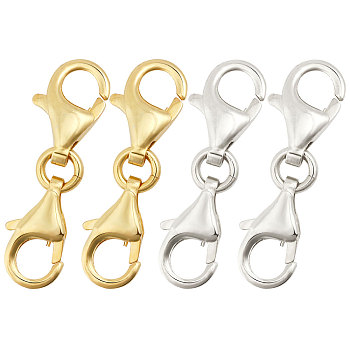 4Pcs 2 Color 925 Sterling Silver Lobster Claw Clasps, Golden & Silver, 20mm, Inner Diameter: 3mm, 2Pcs/color